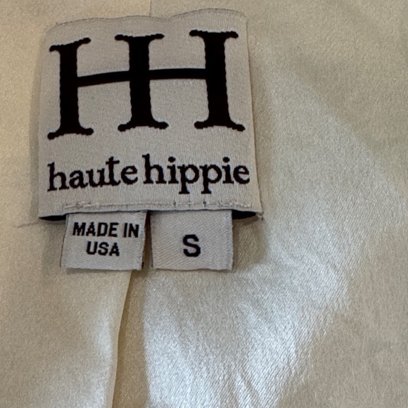 Haute Hippie Cream Silk Cropped Tuxedo Jacket Size Small - Picture 6 of 15